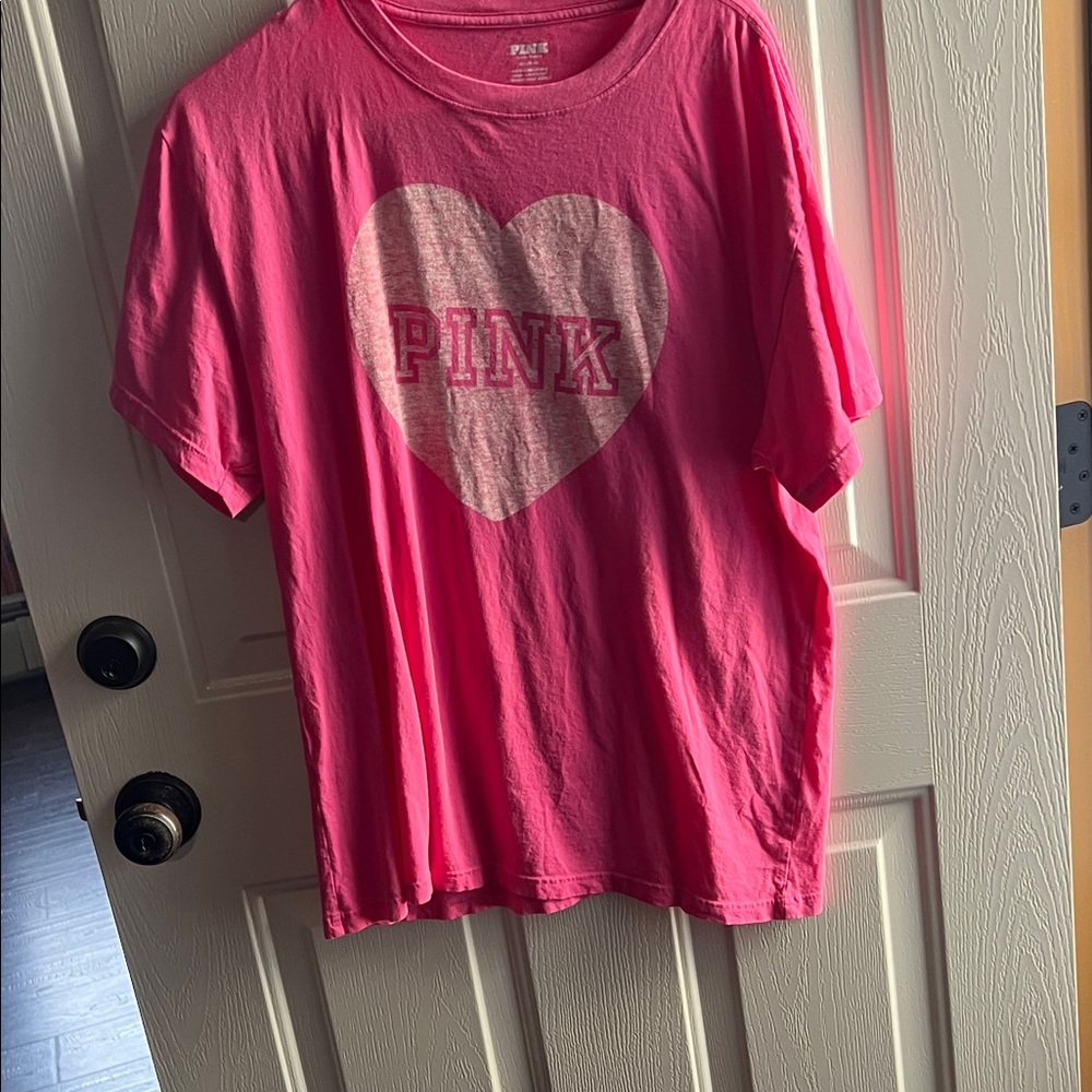 PINK Victoria's Secret Hot Pink Heart Tee